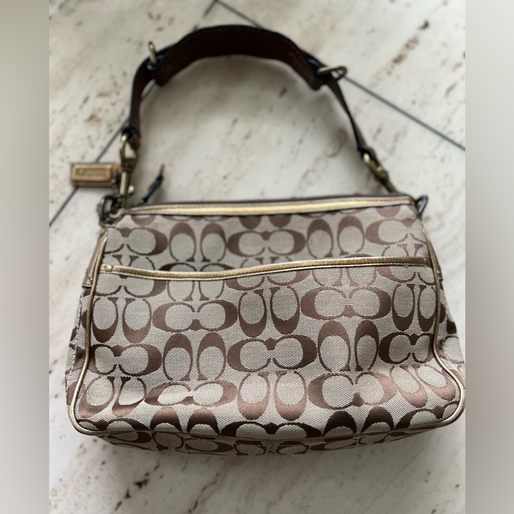 Vintage 2004 Fall Special Edition Coach Gold and Brown Shoulder Bag with Suede - Picture 2 of 12